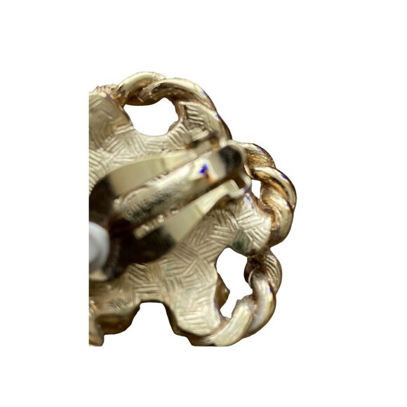 Vintage Givenchy Clip On Earrings Black Gold Round Designer Signed Statement - Picture 8 of 10
